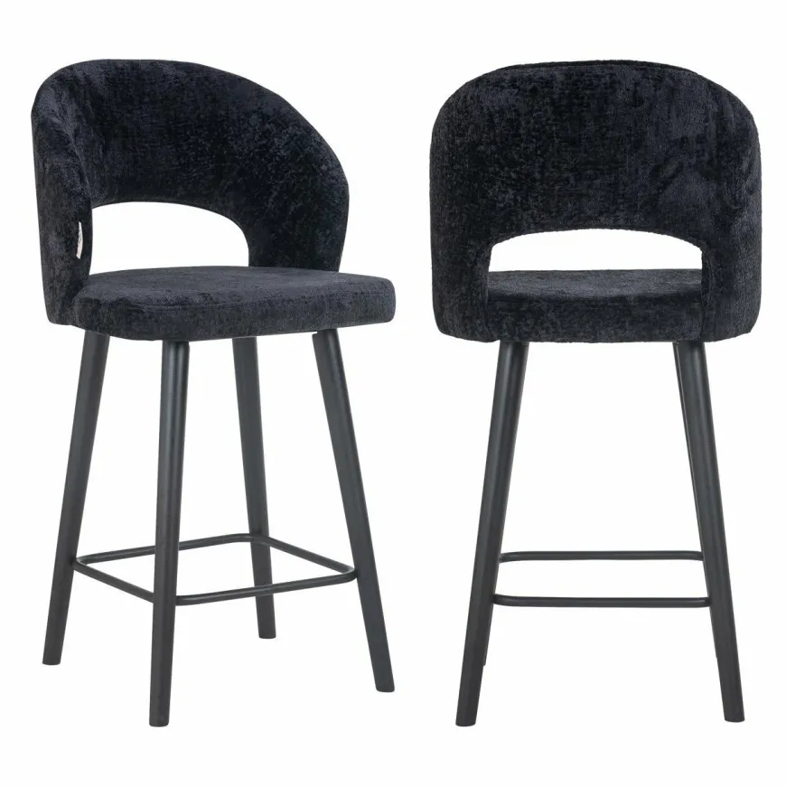 Richmond Interiors Counterstoel Savoy black chenille - Showroommodel
