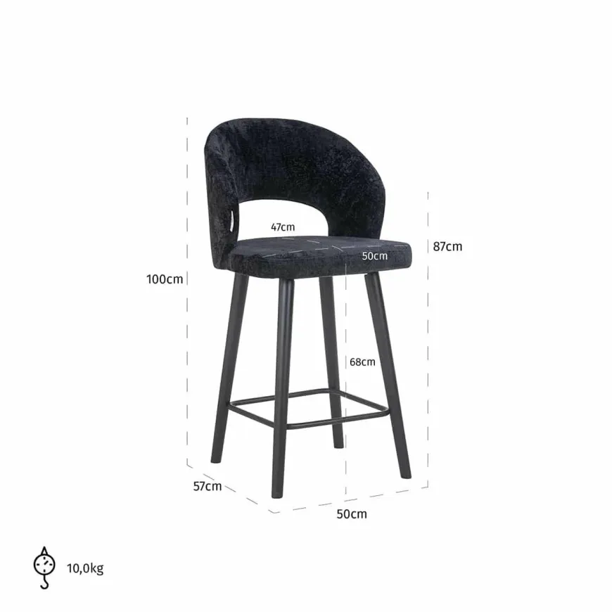 Richmond Interiors Counterstoel Savoy black chenille - Showroommodel