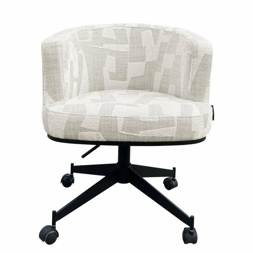 Richmond Interiors Draaistoel Rochenne met wielen Beige graffic