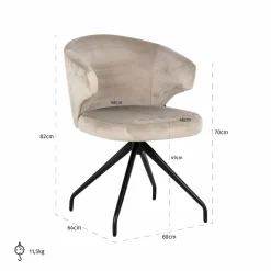 Richmond Interiors Draaistoel Milly khaki velvet Fusion cream 02