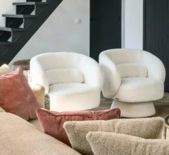 Richmond Interiors Draaifauteuil Senna white furry