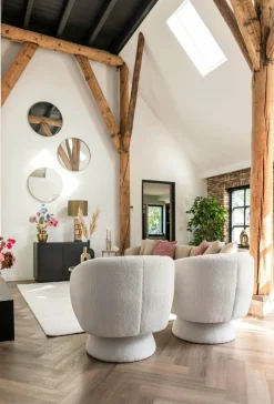 Richmond Interiors Draaifauteuil Senna white furry