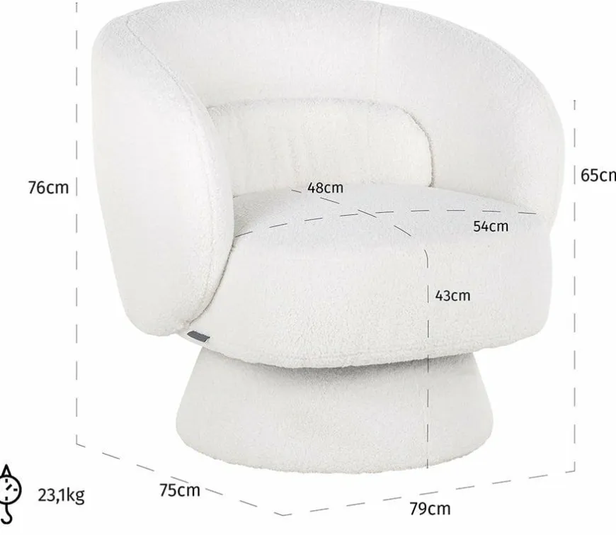 Richmond Interiors Draaifauteuil Senna white furry