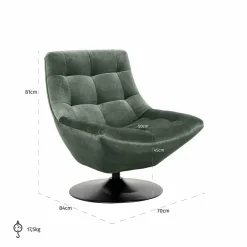 Richmond Interiors Draaifauteuil Richelle Jade Velvet (Genova 504 Jade)