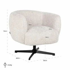 Richmond Interiors Draaifauteuil Estelle Lovely Cream