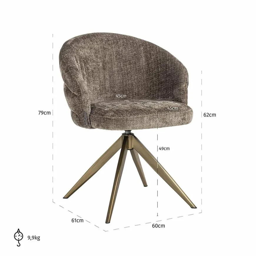 Richmond Interiors Draaifauteuil Zendaya Niagara 104 Stone Chenille