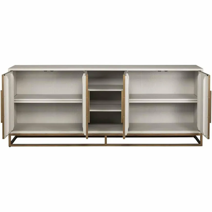 Richmond Interiors Dressoir Whitebone brass 4-deuren (Verona Grey)