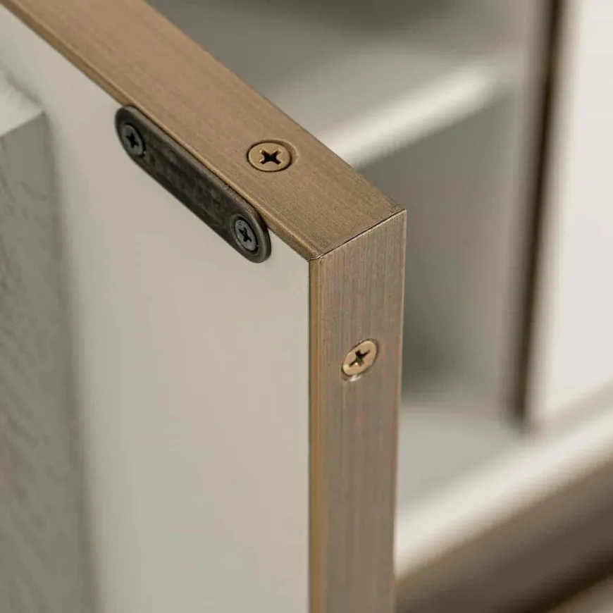 Richmond Interiors Dressoir Whitebone brass 4-deuren (Verona Grey)