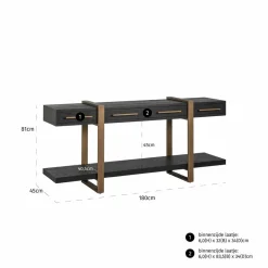 Richmond Interiors Dressoir Cambon 3-laden (Dark coffee)