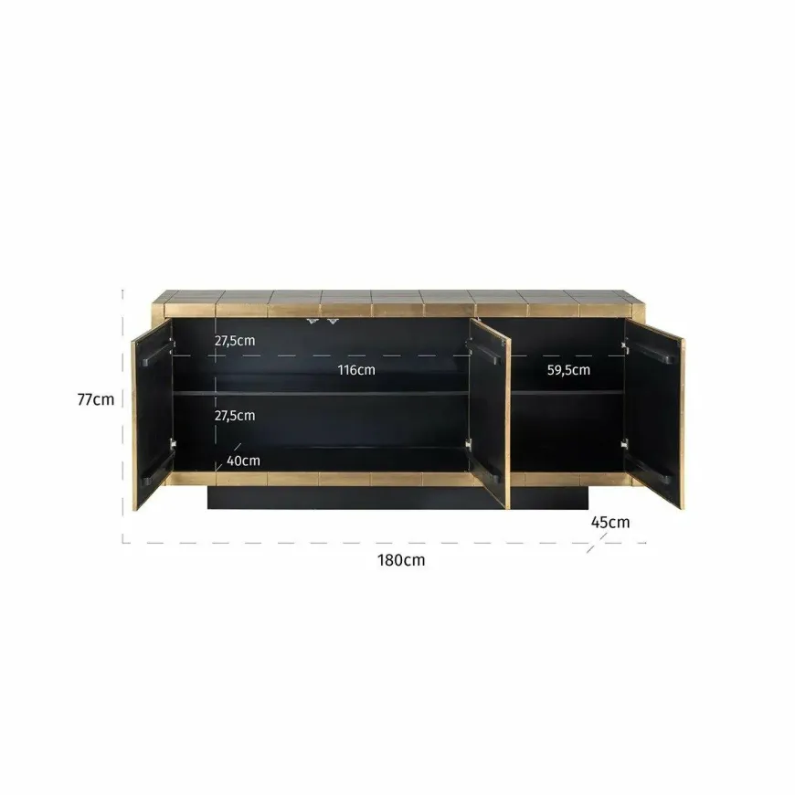 Richmond Interiors Dressoir Collada 3-deuren goud