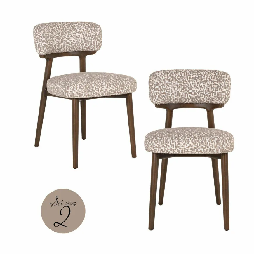 Richmond Interiors Eetkamerstoel Basker natural geo (Set of 2)
