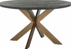 Richmond Interiors Eettafel Blackbone brass 140Ø (Black rustic)