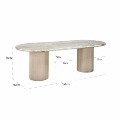 Richmond Interiors Eettafel Coronel Beige 240 cm