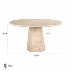 Richmond Interiors Eettafel Fictus 140Ø faux travertine Beige