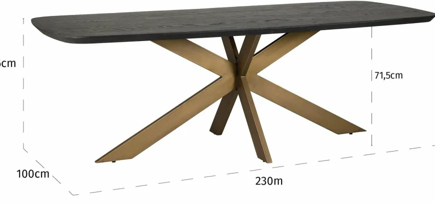Richmond Interiors Eettafel Cambon 280 deens ovaal (Dark coffee)