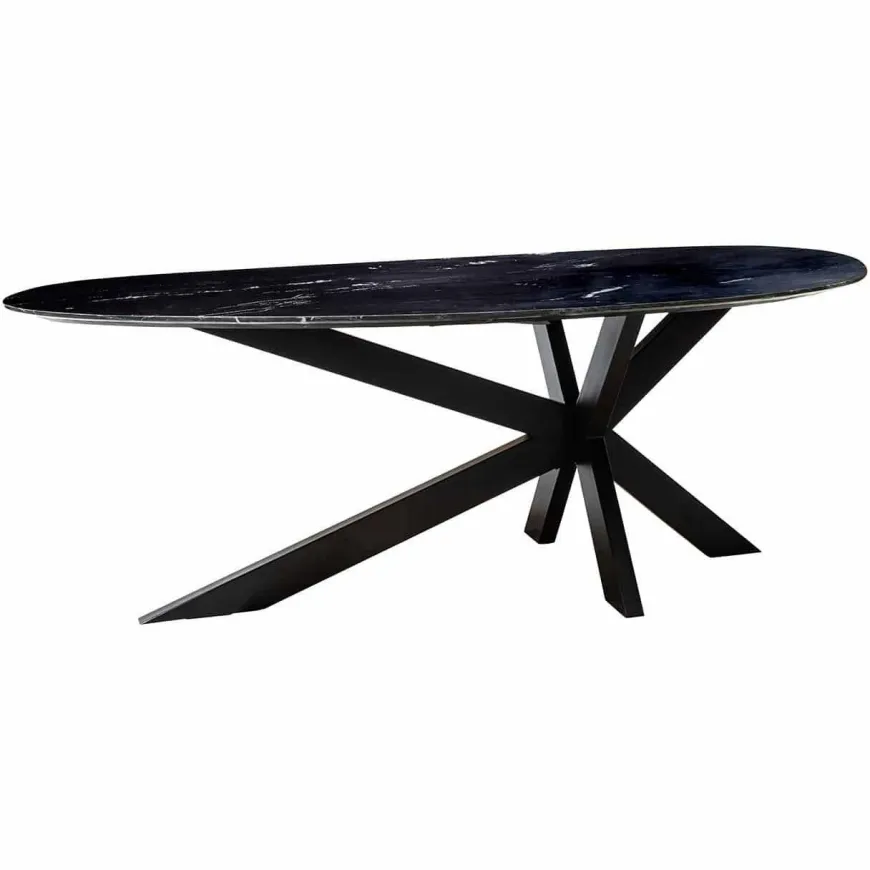 Richmond Interiors Eettafel Trocadero zwart marmer