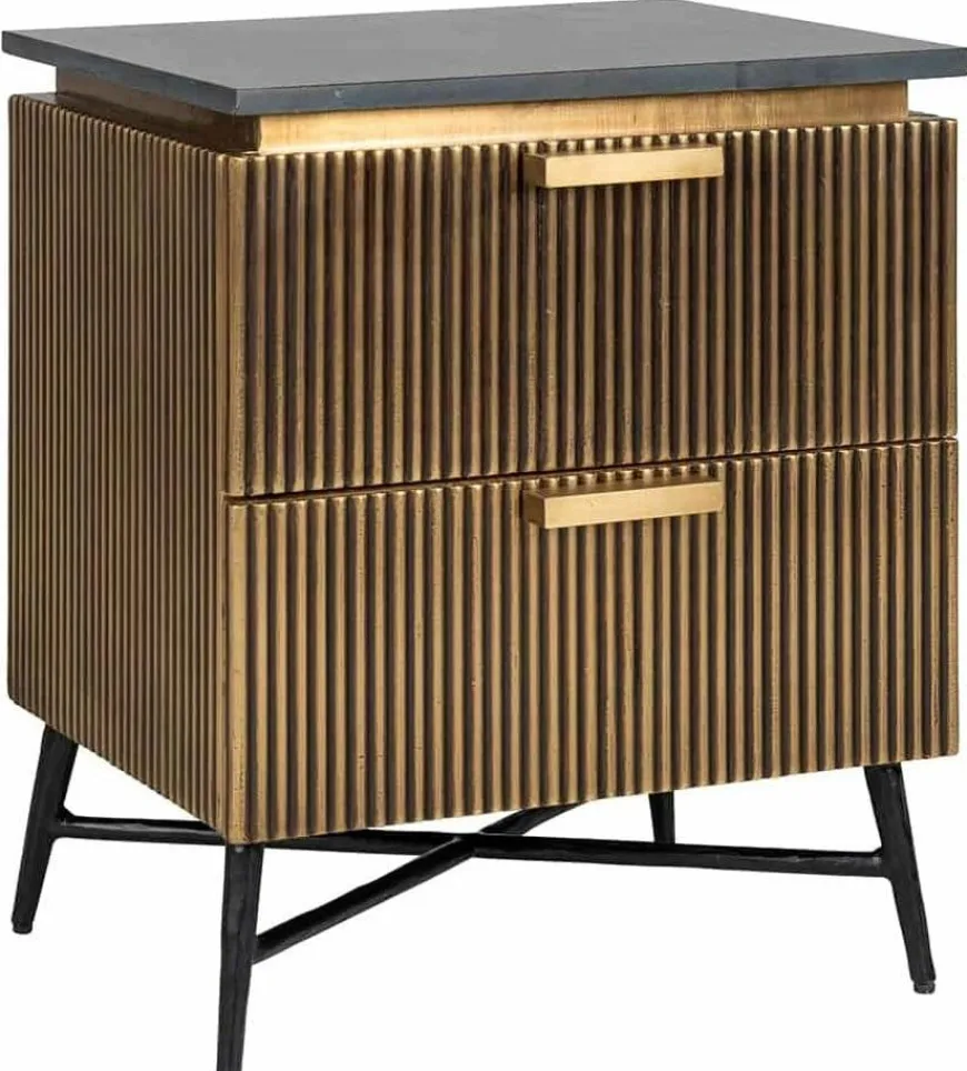 Richmond Interiors Nachtkastje Ironville 2-laden (Gold)