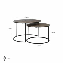 Richmond Interiors Salontafel Arsenio set van 2 (Brushed Gold)
