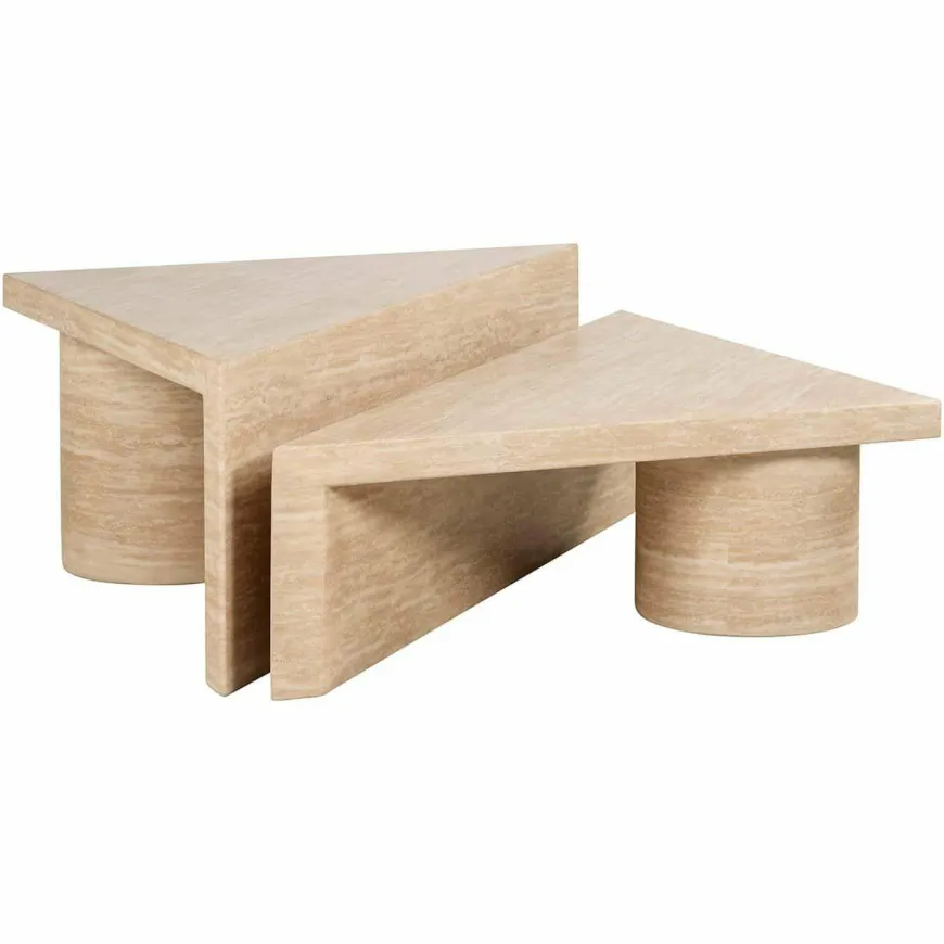 Richmond Interiors Salontafel set Fictus Travertine faux Beige