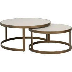 Richmond Interiors Salontafel Whitebone brass set van 2 (Verona Grey)