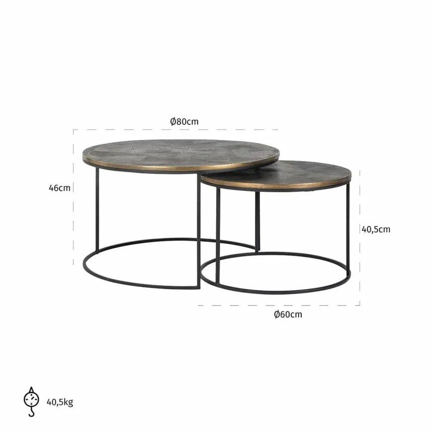 Richmond Interiors Salontafel Tulum set van 2