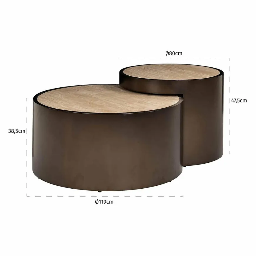 Richmond Interiors Salontafel Ronson set van 2 beige