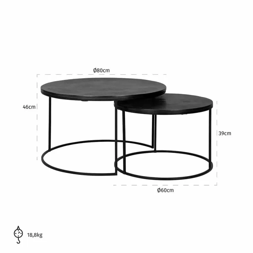 Richmond Interiors Salontafel bolder set van 2 aluminium