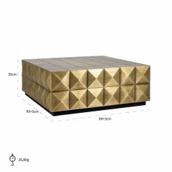 Richmond Interiors Salontafel Collada incl. glasplaat (Brushed Gold)