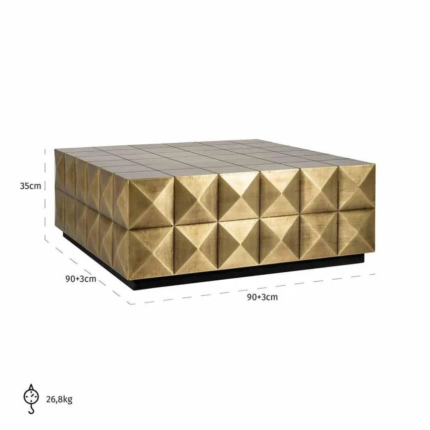 Richmond Interiors Salontafel Collada incl. glasplaat (Brushed Gold)
