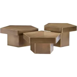 Richmond Interiors Salontafel Hexa set van 3 geborsteld Goud