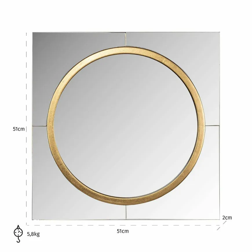 Richmond Interiors Spiegel Briana rond goud Goud