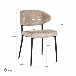 Richmond Interiors Stoel Bea set van 2 Sheep 01 nature