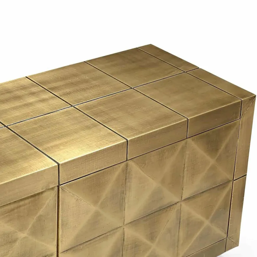 Richmond Interiors TV dressoir Collada 4-doors geborsteld goud
