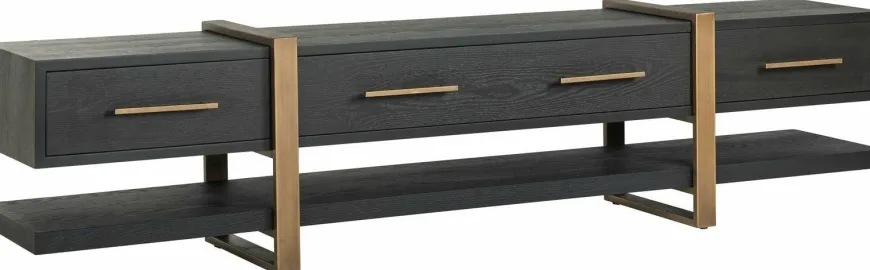 Richmond Interiors TV-dressoir Cambon 3-laden (Dark coffee)
