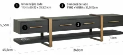 Richmond Interiors TV-dressoir Cambon 3-laden (Dark coffee)