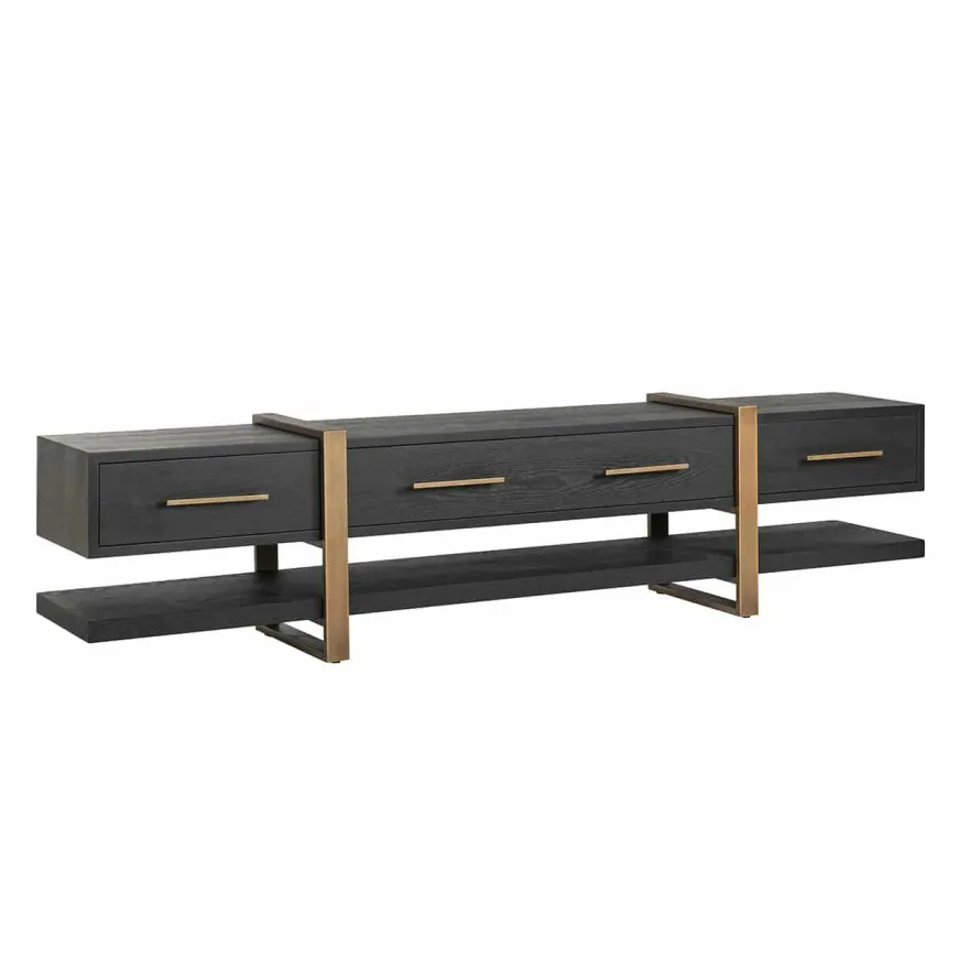 Richmond Interiors TV-dressoir Cambon 3-laden (Dark coffee)