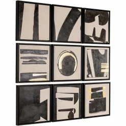 Richmond Interiors Wall art Gabri set van 9 Zwart / Wit
