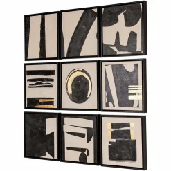 Richmond Interiors Wall art Gabri set van 9 Zwart / Wit