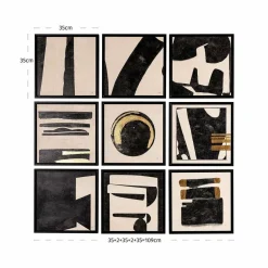 Richmond Interiors Wall art Gabri set van 9 Zwart / Wit