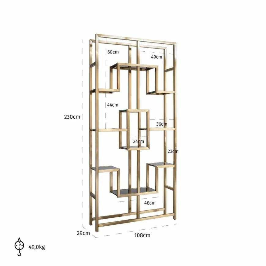 Richmond Interiors Wandkast Magnus brushed Goud Brushed