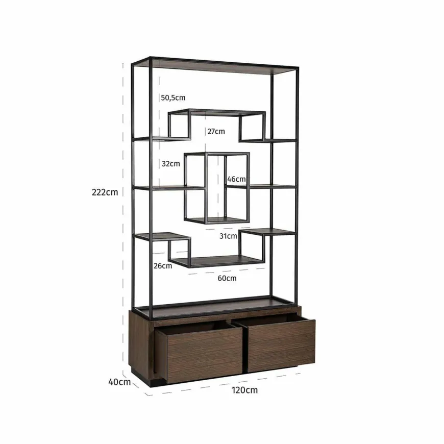 Richmond Interiors Wandkast Bonvoy Bruin 2-laden Bruin