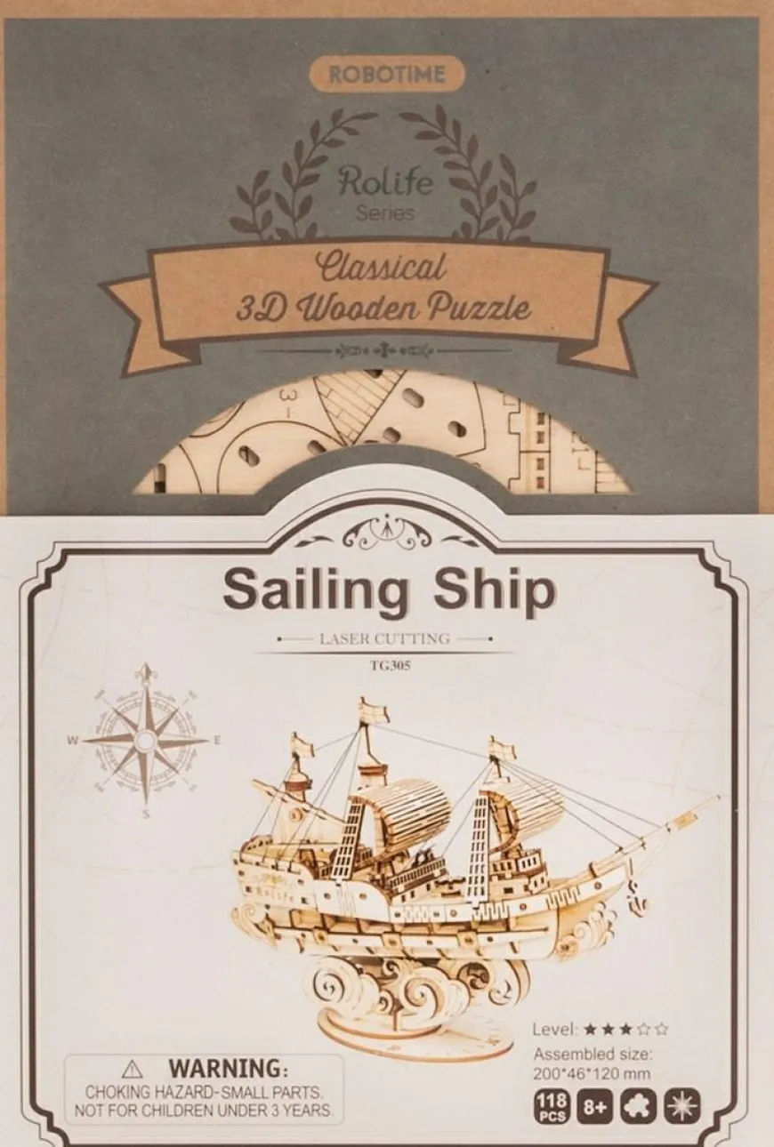 Robotime Houten Bouwpakket Sailing Ship