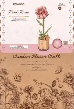 Robotime Houten Bouwpakket Pink Carnation
