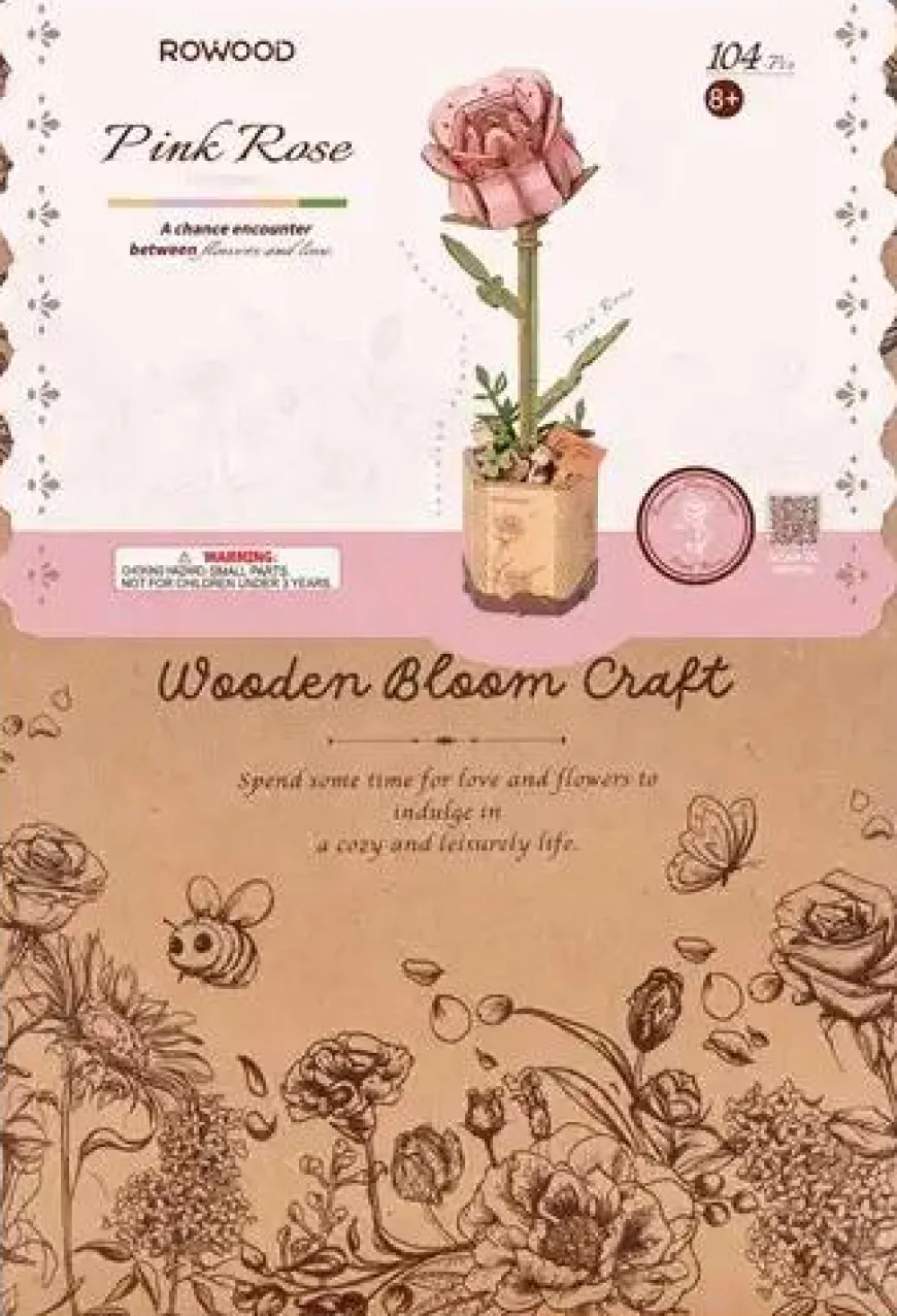 Robotime Houten Bouwpakket Pink Carnation