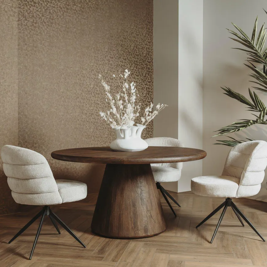 Tower Living Asti Eetkamertafel rond bruin 130 cm