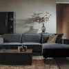 Tower Living Bank Leeds - 2,5 zits + chaise longue Rechts - City 464 zwart blauw
