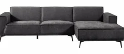 Tower Living Bank Leeds - 2,5 zits + chaise longue Rechts - City 464 zwart blauw