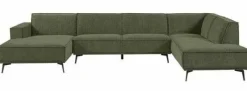 Tower Living Bank Leeds - Chaise longue + 2,5 zits + ottomane Rechts - City 355 Flessengroen