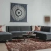Tower Living Bank Leeds - Chaise longue + 2,5 zits + ottomane Rechts - City 464 Zwart Blauw
