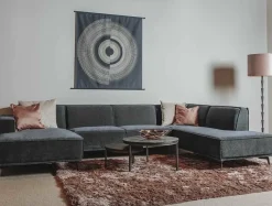 Tower Living Bank Leeds - Chaise longue + 2,5 zits + ottomane Rechts - City 464 Zwart Blauw